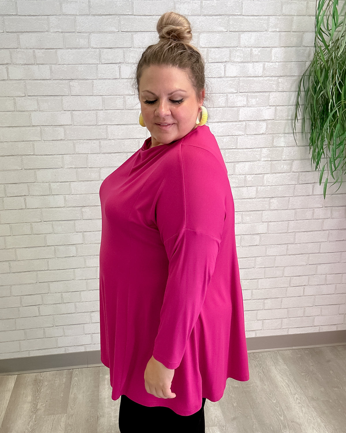 Drape Neck Top in Fuchsia