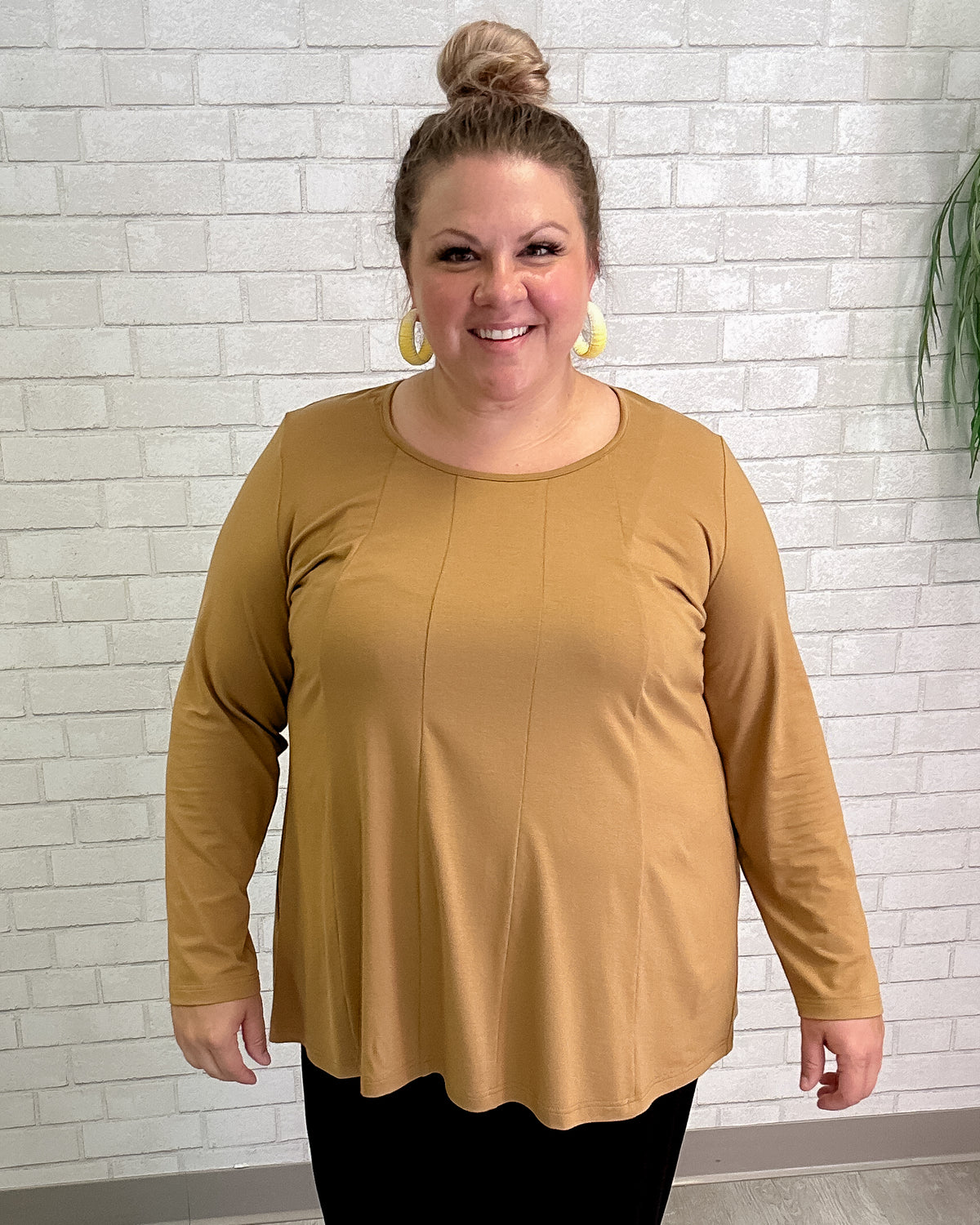 Vertical Seamed Top in Caramel