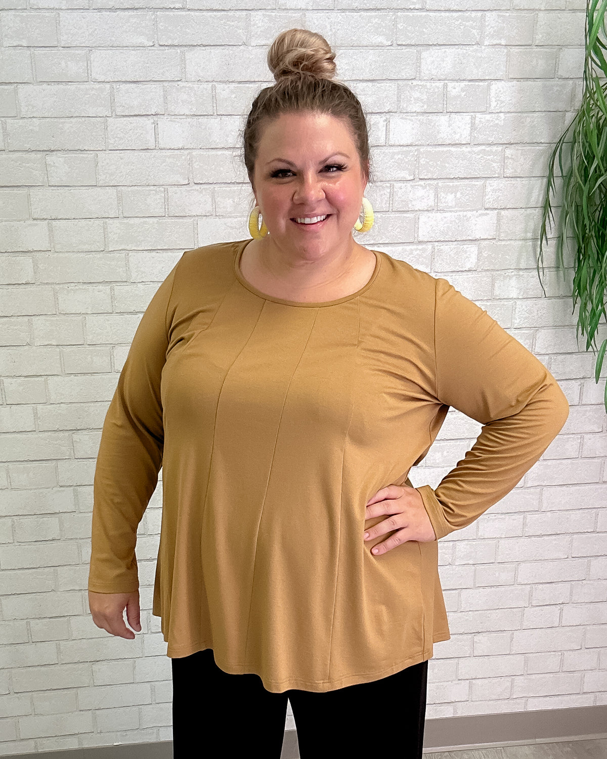 Vertical Seamed Top in Caramel