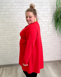 Square Neck Ponte Pocket Tunic in Red