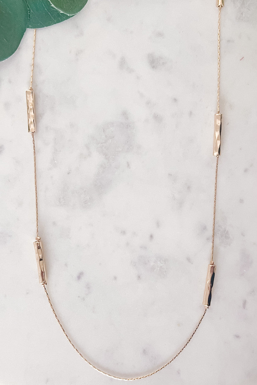 Long Necklace with Metal Tube Details