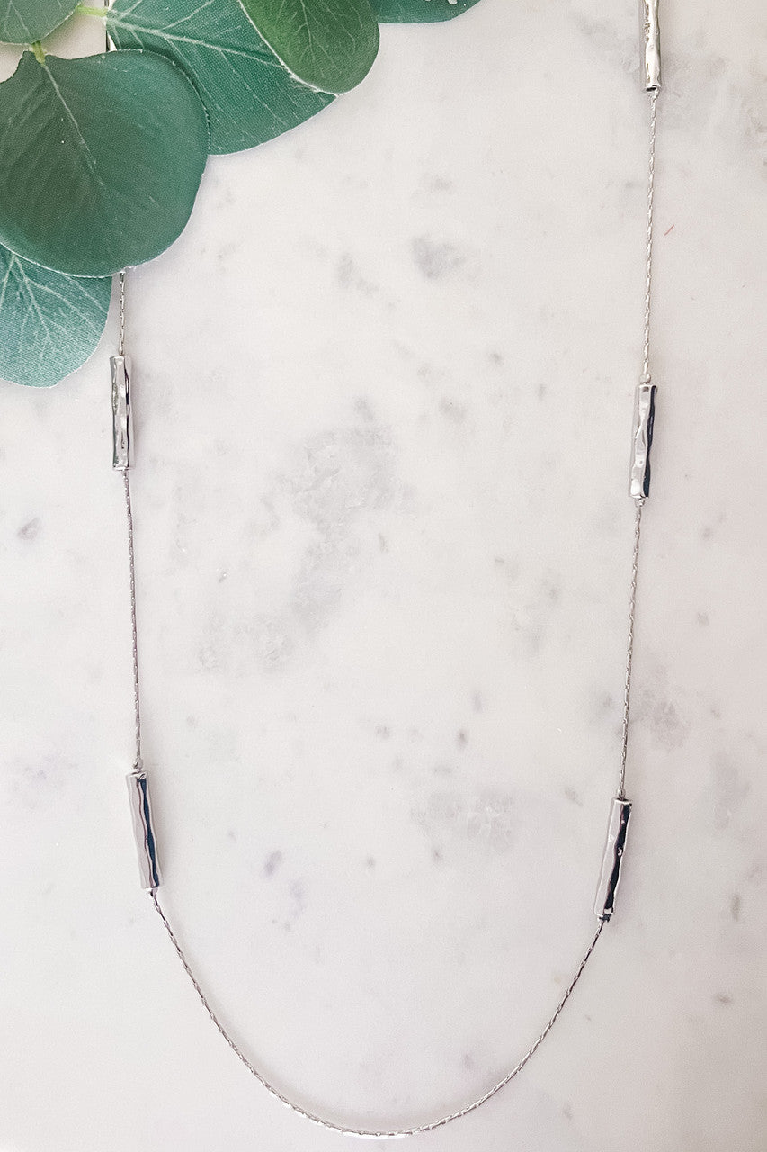 Long Necklace with Metal Tube Details