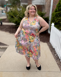 Crinkle Tank Pocket Dress | Khaki Floral
