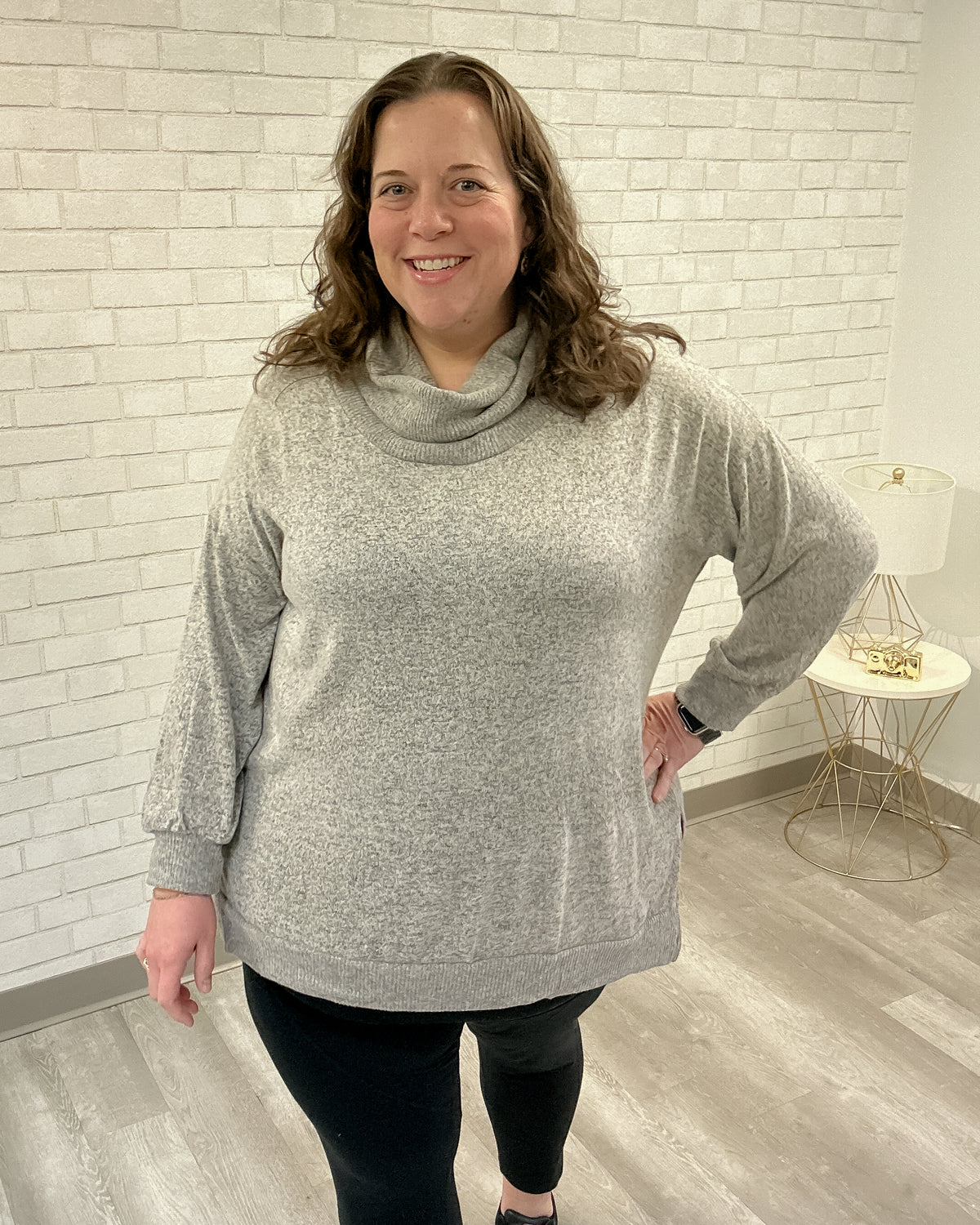 Brushed Cowl Neck Pullover | Oatmeal