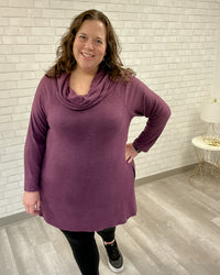 Brushed Cowl Neck Top | Violet