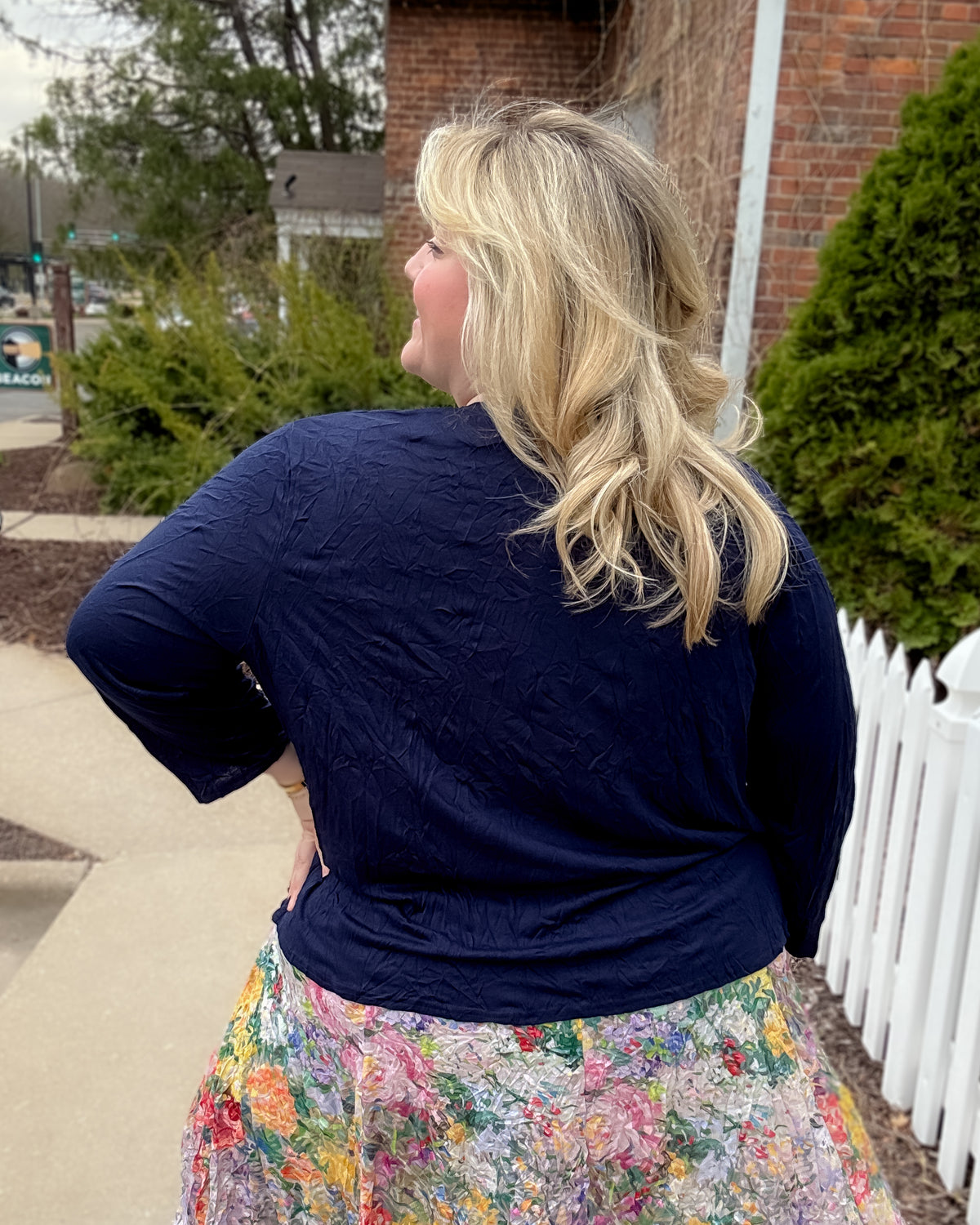 Crinkle Short Cardigan | Navy