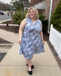 Crinkle Tank Seam Dress | Blue Floral