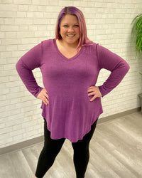 Soft Brushed V-Neck Tunic | Magenta