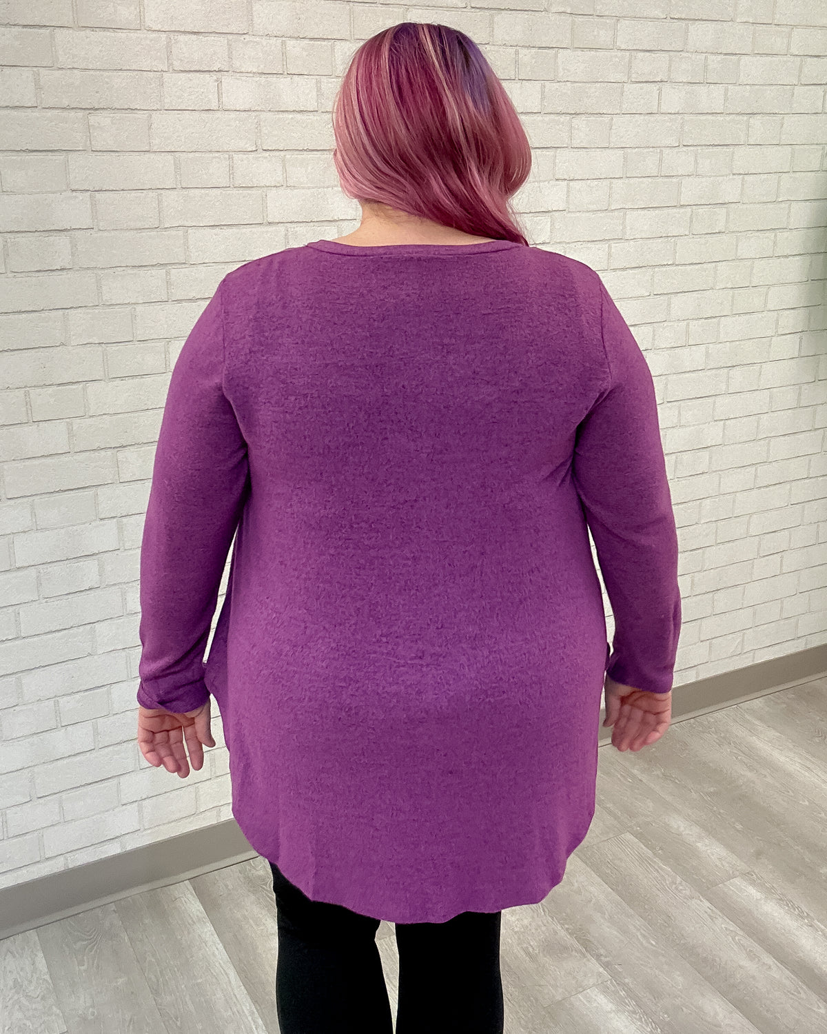 Soft Brushed V-Neck Tunic | Magenta