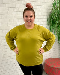 Cotton Raglan Sleeve Pullover | Olive Mustard