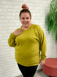 Cotton Raglan Sleeve Pullover | Olive Mustard
