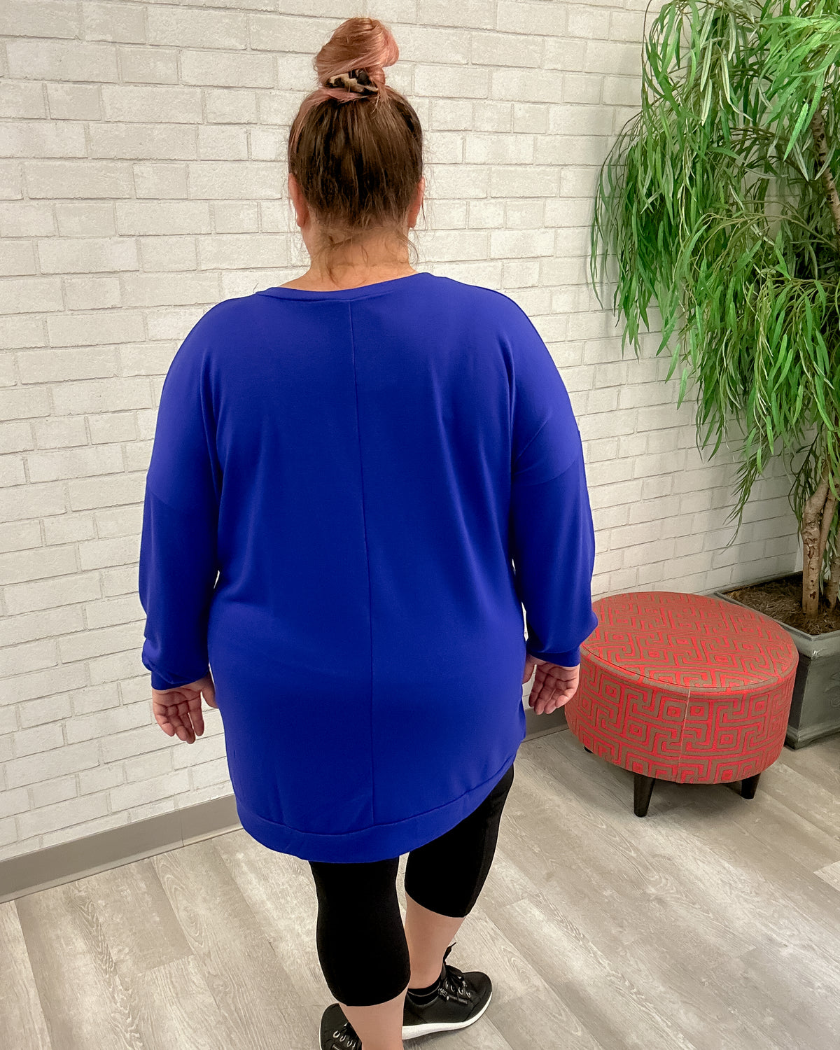 Soft Stretch French Terry Longline Top | Bright Blue