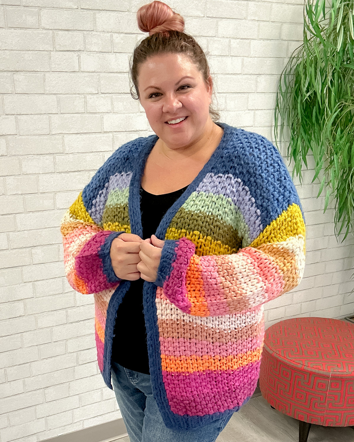 Chunky Knit Multicolored Cardigan
