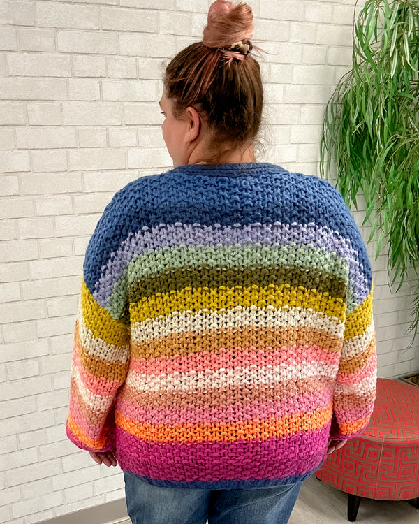 Chunky Knit Multicolored Cardigan