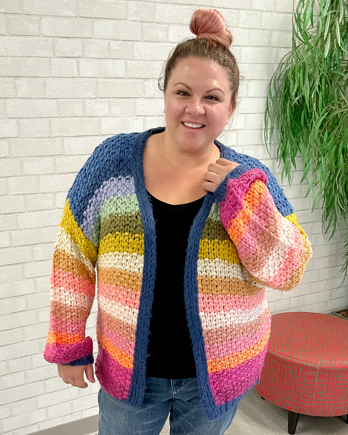 Chunky Knit Multicolored Cardigan