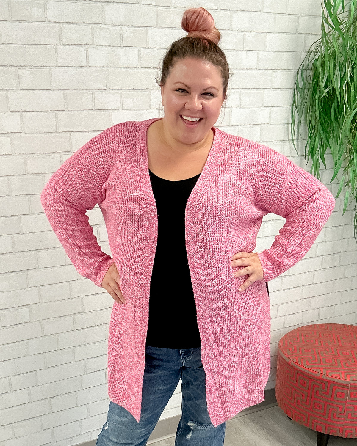 Pink Marled Cardigan