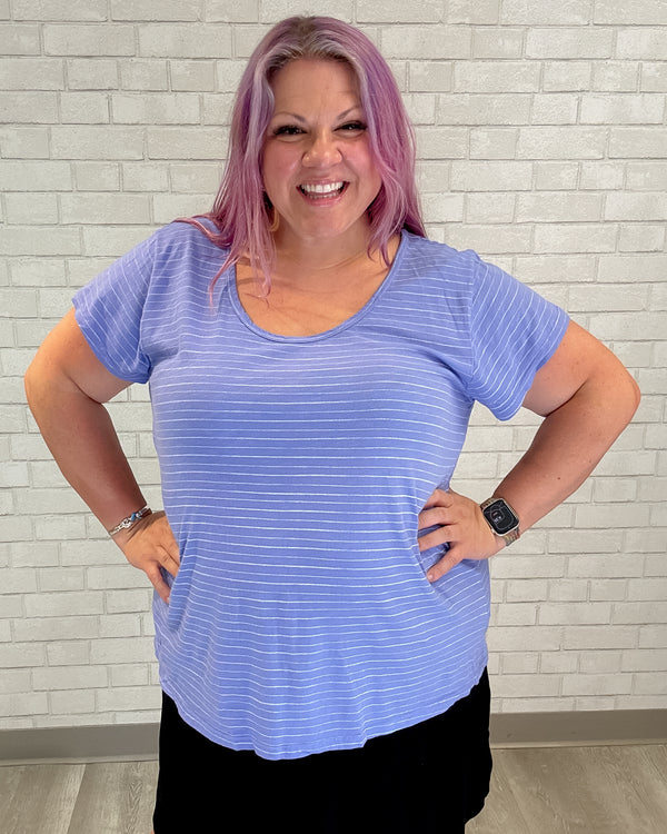 Ocean Stripe Vintage Scoop Neck T | Peri
