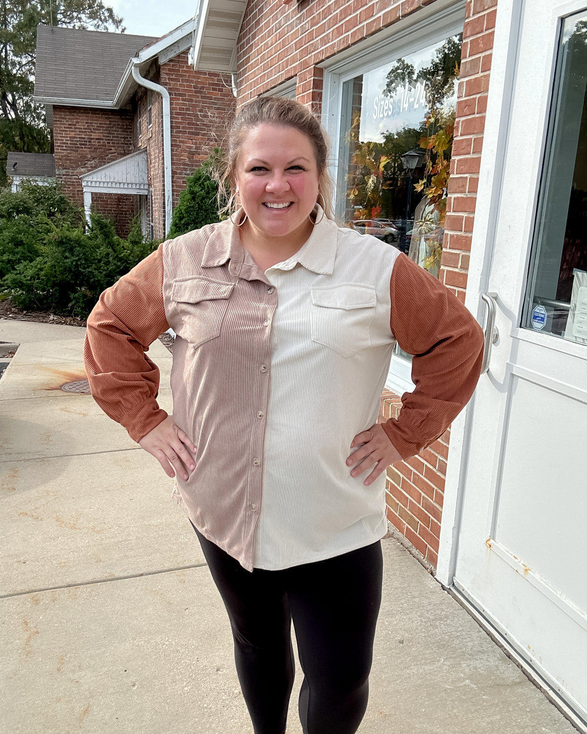 Color Blocked Corduroy Shacket
