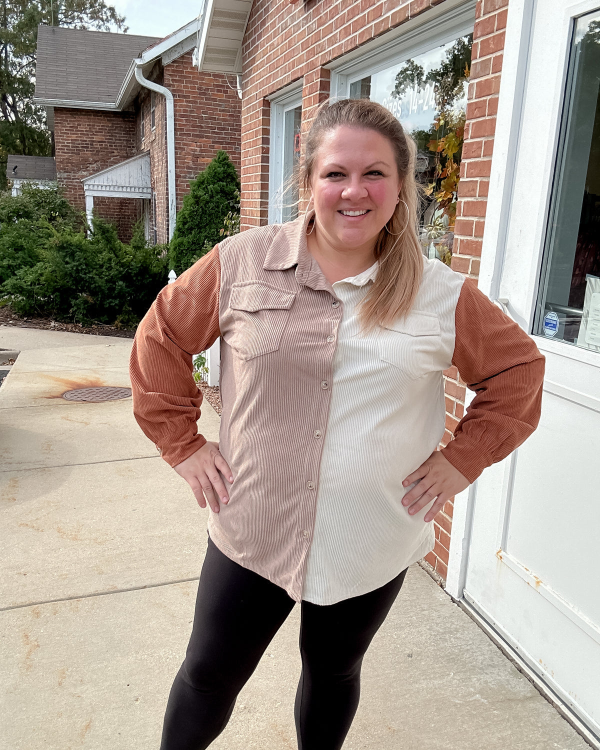 Color Blocked Corduroy Shacket