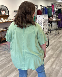 Mineral Washed Oversized Top | Green Apple