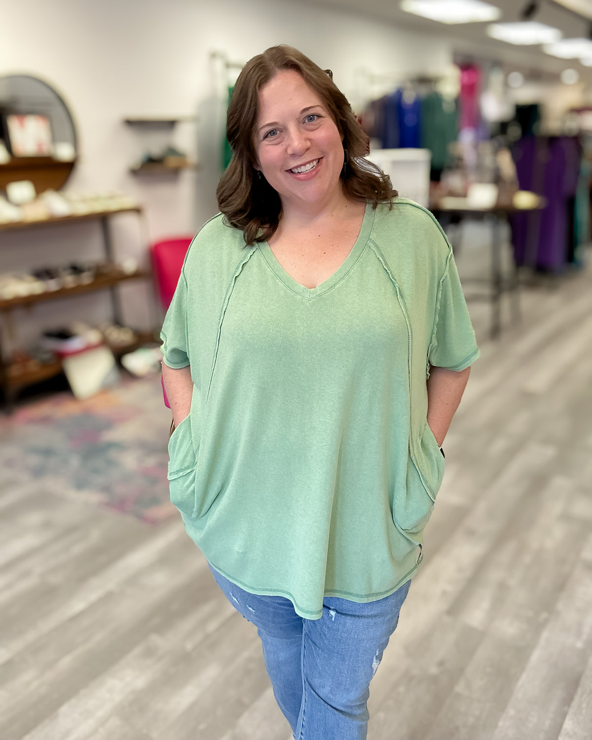 Mineral Washed Oversized Top | Green Apple