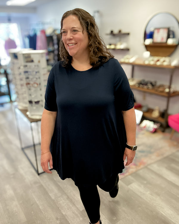 Short Sleeve Swing Tunic | Navy