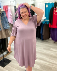 V-Neck Dress with Pockets | Lavender