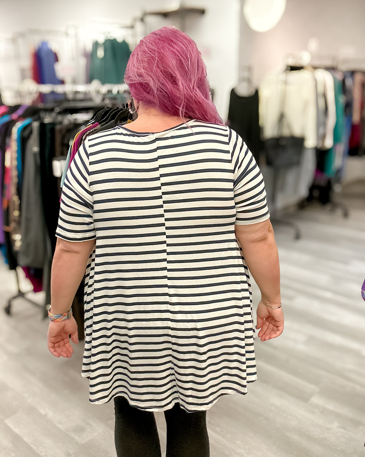 Short Sleeve Stripe Tunic | Navy