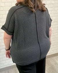 Urban Ribbed V-Neck Top | Charcoal