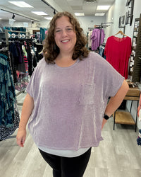 Corded Rib Oversized Top | Eggplant