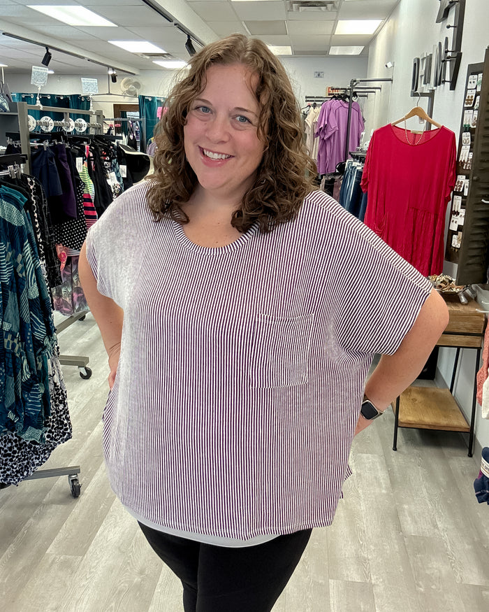 Corded Rib Oversized Top | Eggplant
