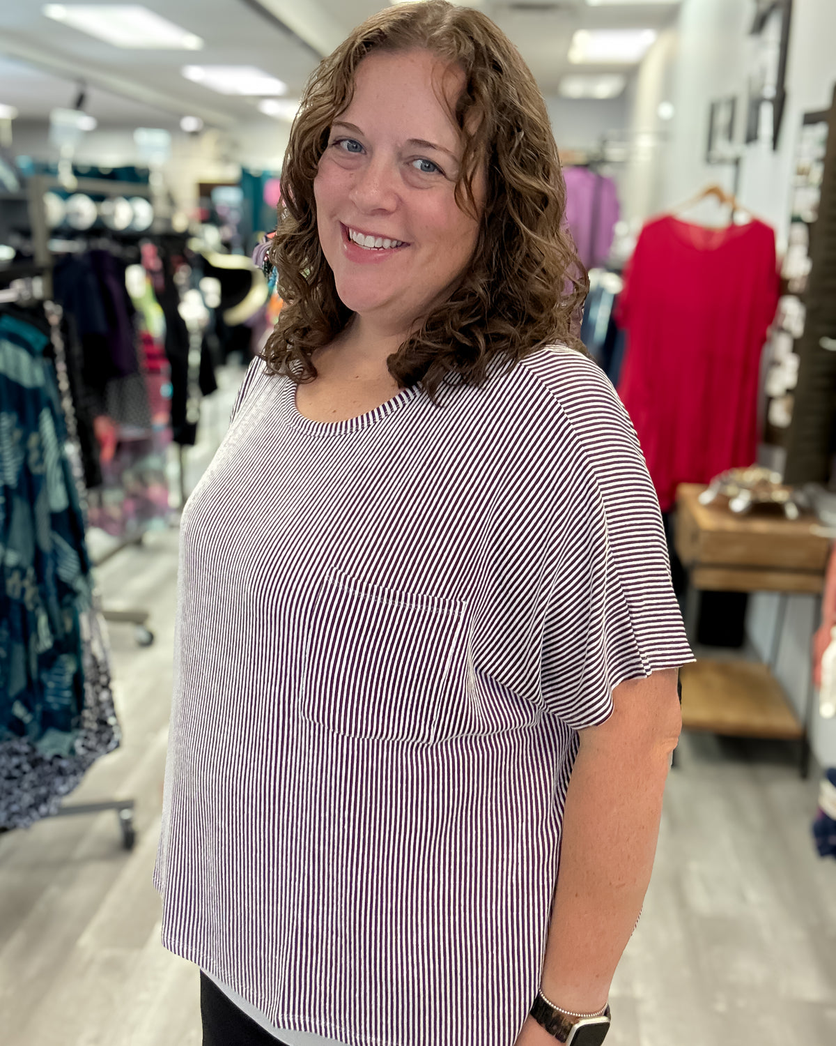 Corded Rib Oversized Top | Eggplant