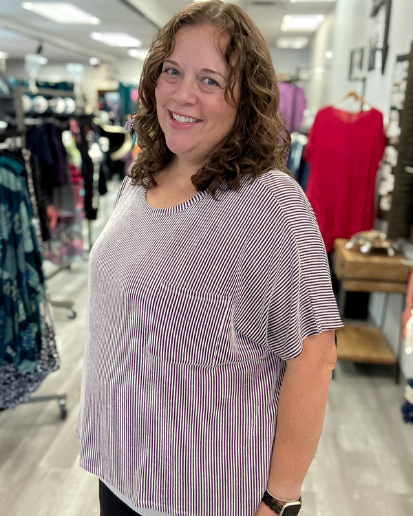 Corded Rib Oversized Top | Eggplant