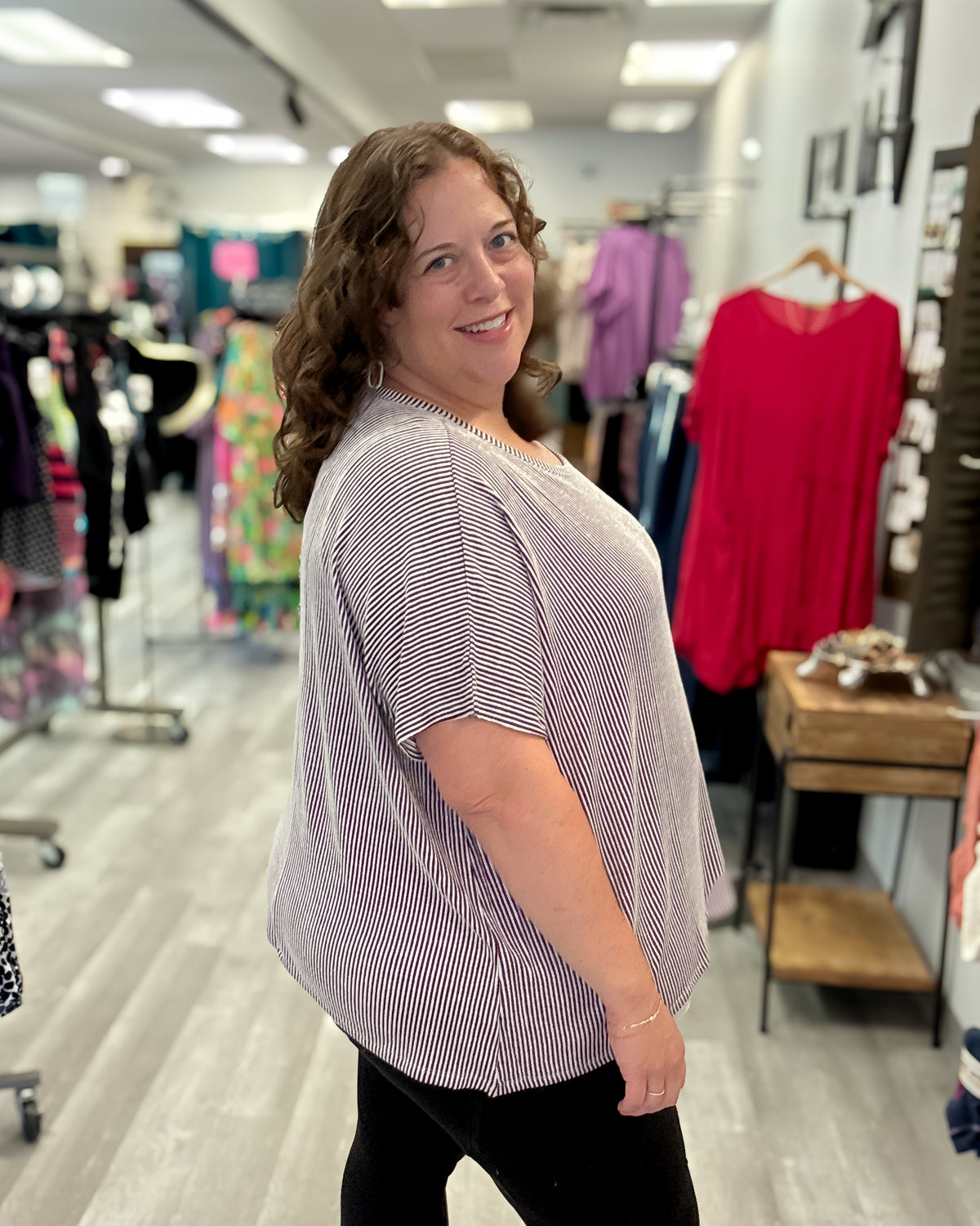 Corded Rib Oversized Top | Eggplant