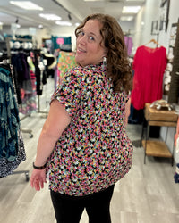 Short Sleeve Lizzy Top | Black Multi