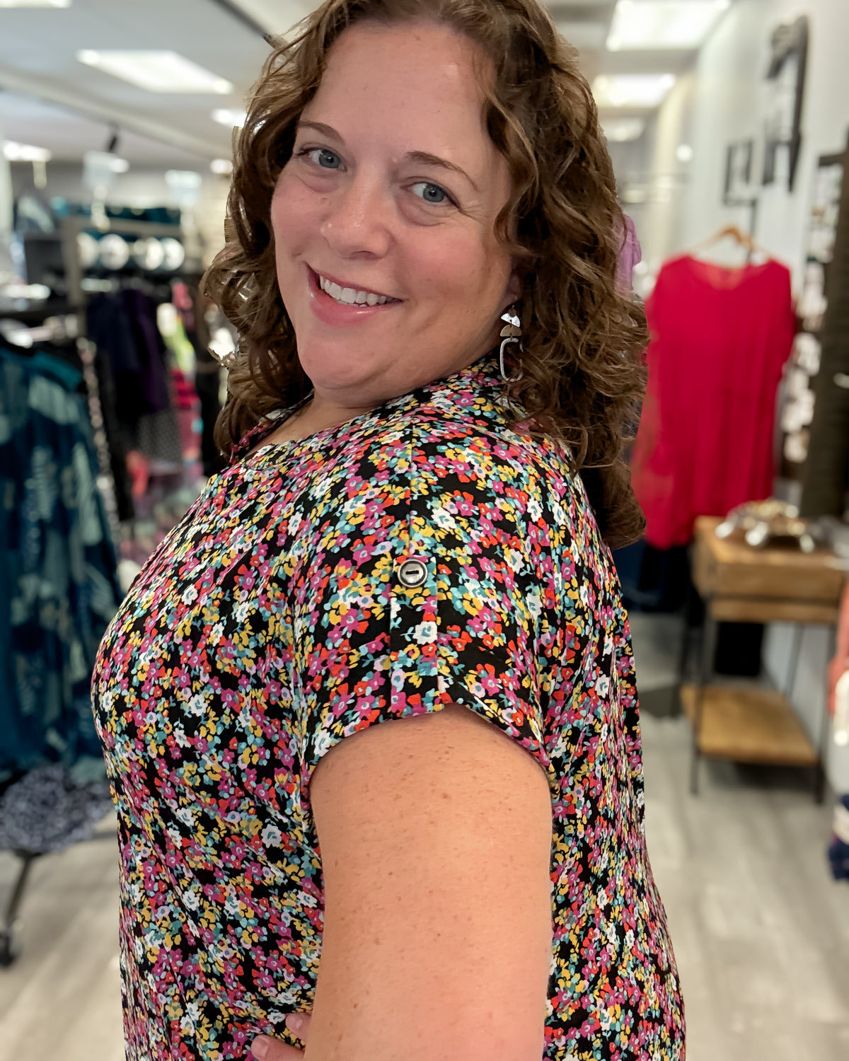 Short Sleeve Lizzy Top | Black Multi
