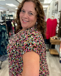 Short Sleeve Lizzy Top | Black Multi