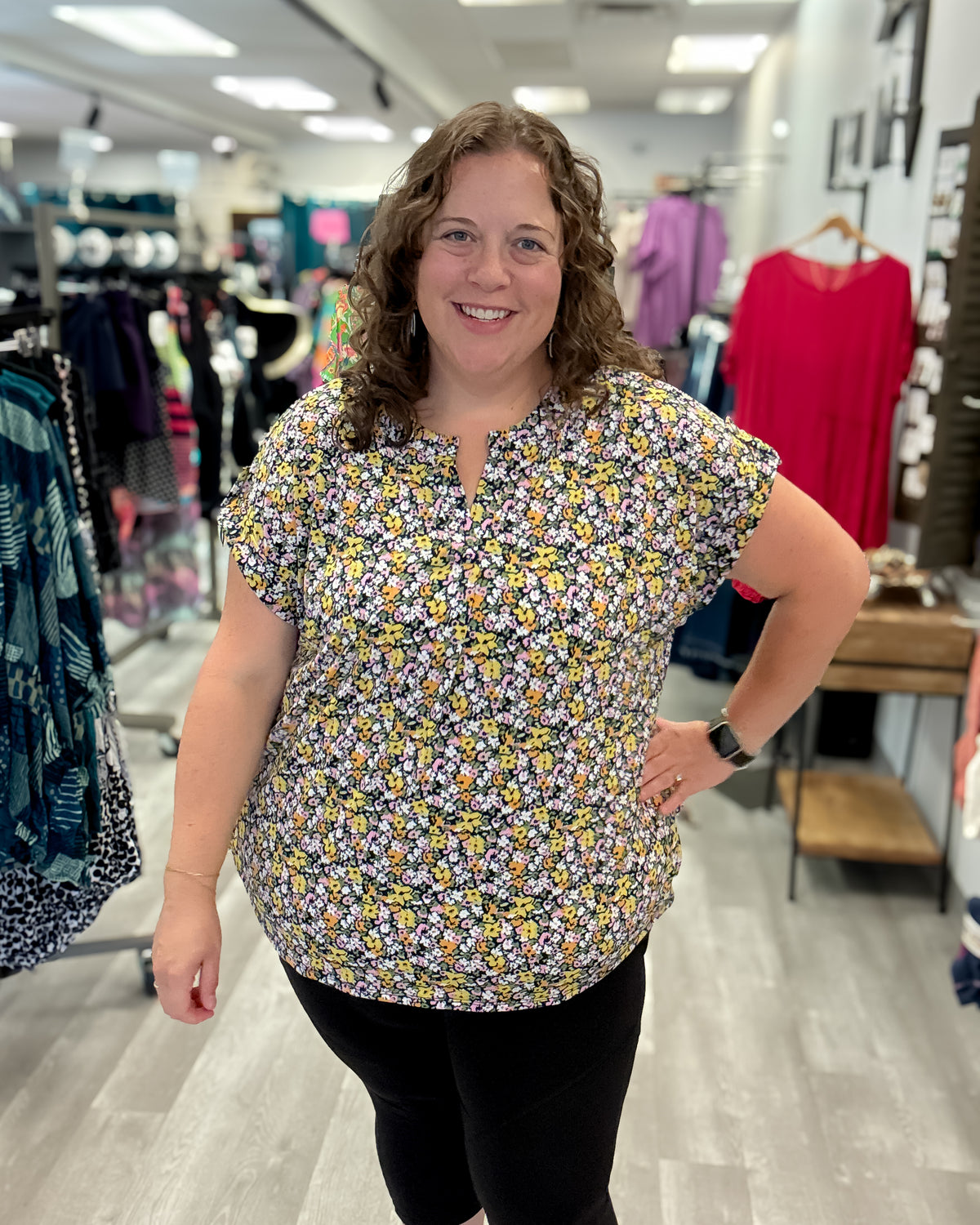 Short Sleeve Lizzy Top | Navy Multi