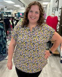 Short Sleeve Lizzy Top | Navy Multi