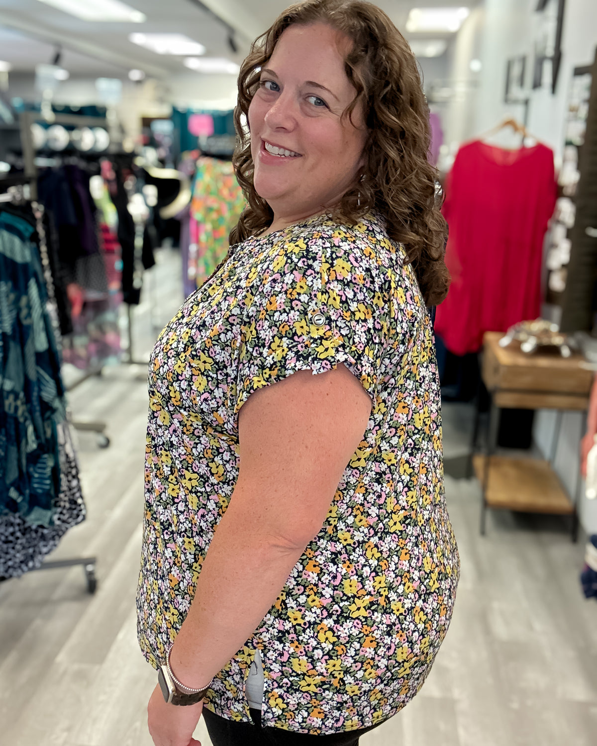 Short Sleeve Lizzy Top | Navy Multi