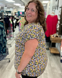 Short Sleeve Lizzy Top | Navy Multi