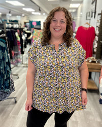 Short Sleeve Lizzy Top | Navy Multi