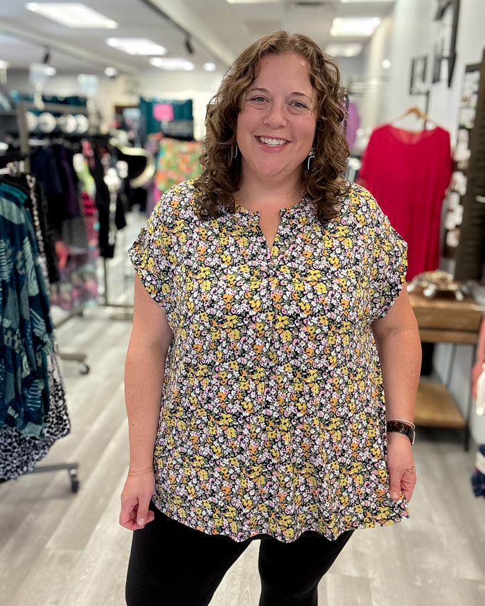 Short Sleeve Lizzy Top | Navy Multi