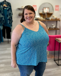Printed Slinky Cami | Turquoise