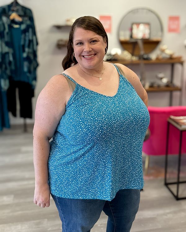 Printed Slinky Cami | Turquoise