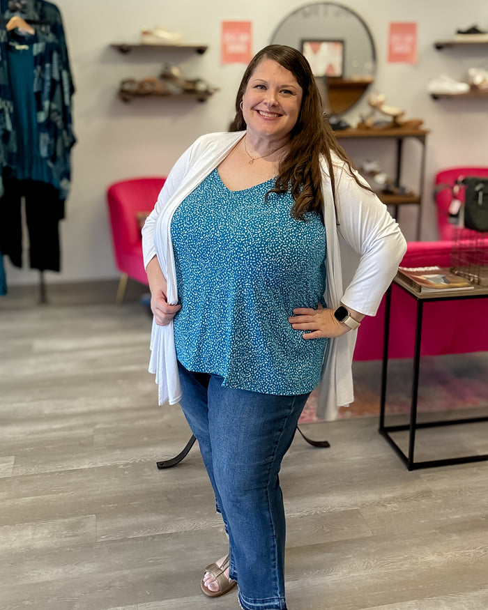 Printed Slinky Cami | Turquoise