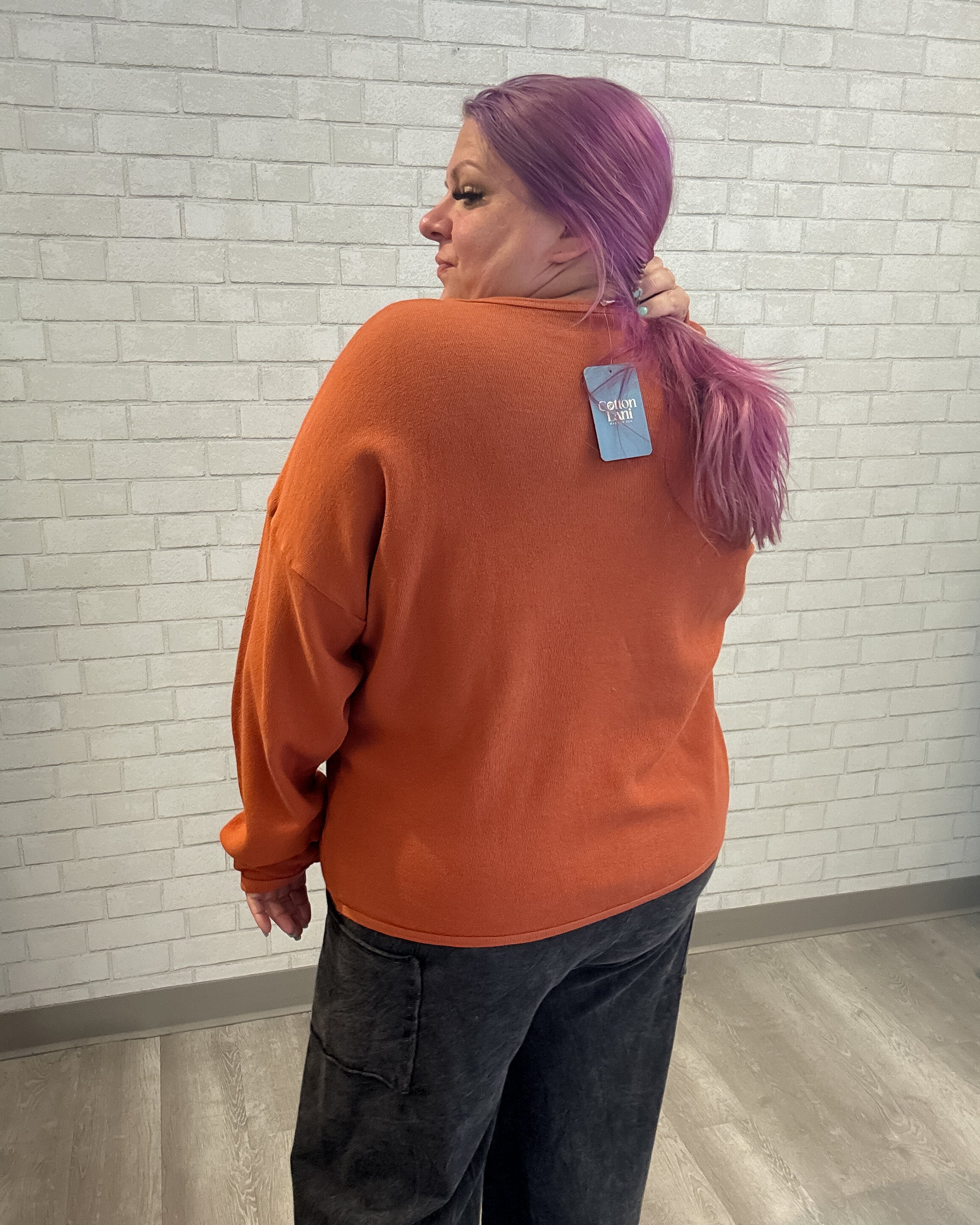 Cotton Lani 1X/2X Star Patch Sweatshirt | Cedar – Z Boutique