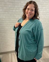 Thermal Knit Cardigan | Jewel Green