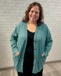 Thermal Knit Cardigan | Jewel Green