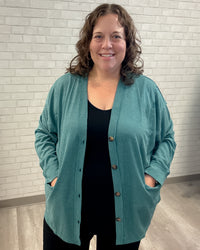 Thermal Knit Cardigan | Jewel Green
